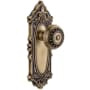 Grandeur Grande Victorian Solid Brass Rose Passage Door Knob Set with Parthenon Knob and 2-3/8" Backset Vintage Brass
