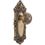 Grandeur Grande Victorian Solid Brass Rose Passage Door Knob Set with Windsor Knob and 2-3/8" Backset Vintage Brass