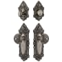 Grandeur Grande Victorian Solid Brass Single Cylinder Keyed Entry Knobset and Deadbolt Combo Pack with Windsor Knob and 2-3/8" Backset Antique Pewter