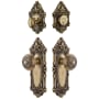 Grandeur Grande Victorian Solid Brass Single Cylinder Keyed Entry Knobset and Deadbolt Combo Pack with Windsor Knob and 2-3/8" Backset Vintage Brass