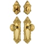 Grandeur Grande Victorian Solid Brass Single Cylinder Keyed Entry Knobset and Deadbolt Combo Pack with Windsor Knob and 2-3/8" Backset Lifetime Brass