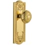 Grandeur Parthenon Solid Brass Rose Passage Door Knob Set with Windsor Door Knob Set and 2-3/8" Backset Polished Brass