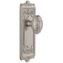 Grandeur Windsor Solid Brass Rose Dummy Door Knob Set with Grande Victorian Knob Satin Nickel