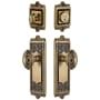 Grandeur Windsor Solid Brass Single Cylinder Keyed Entry Knobset and Deadbolt Combo Pack with Grande Victorian Knob and 2-3/8" Backset Vintage Brass