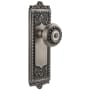 Grandeur Windsor Solid Brass Rose Privacy Door Knob Set with Parthenon Knob and 2-3/8" Backset Antique Pewter