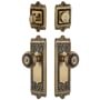 Grandeur Windsor Solid Brass Single Cylinder Keyed Entry Knobset and Deadbolt Combo Pack with Parthenon Knob and 2-3/8" Backset Vintage Brass