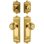 Grandeur Windsor Solid Brass Single Cylinder Keyed Entry Knobset and Deadbolt Combo Pack with Parthenon Knob and 2-3/8" Backset Lifetime Brass