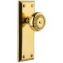 Grandeur Fifth Avenue Solid Brass Rose Dummy Door Knob Set with Parthenon Knob Polished Brass