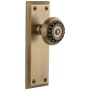 Grandeur Fifth Avenue Solid Brass Rose Dummy Door Knob Set with Parthenon Knob Vintage Brass