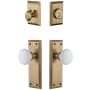 Grandeur Fifth Avenue Solid Brass Single Cylinder Keyed Entry Knobset and Deadbolt Combo Pack with Hyde Park Knob and 2-3/8" Backset Vintage Brass
