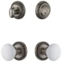 Grandeur Newport Solid Brass Single Cylinder Keyed Entry Knobset and Deadbolt Combo Pack with Hyde Park Knob and 2-3/8" Backset Antique Pewter