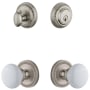 Grandeur Newport Solid Brass Single Cylinder Keyed Entry Knobset and Deadbolt Combo Pack with Hyde Park Knob and 2-3/8" Backset Satin Nickel