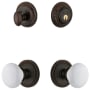 Grandeur Newport Solid Brass Single Cylinder Keyed Entry Knobset and Deadbolt Combo Pack with Hyde Park Knob and 2-3/8" Backset Timeless Bronze