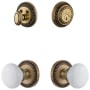 Grandeur Newport Solid Brass Single Cylinder Keyed Entry Knobset and Deadbolt Combo Pack with Hyde Park Knob and 2-3/8" Backset Vintage Brass