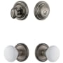 Grandeur Georgetown Solid Brass Single Cylinder Keyed Entry Knobset and Deadbolt Combo Pack with Hyde Park Knob and 2-3/8" Backset Antique Pewter