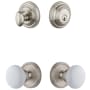 Grandeur Georgetown Solid Brass Single Cylinder Keyed Entry Knobset and Deadbolt Combo Pack with Hyde Park Knob and 2-3/8" Backset Satin Nickel
