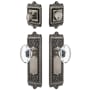 Grandeur Windsor Solid Brass Single Cylinder Keyed Entry Knobset and Deadbolt Combo Pack with Provence Crystal Knob and 2-3/8" Backset Antique Pewter
