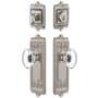 Grandeur Windsor Solid Brass Single Cylinder Keyed Entry Knobset and Deadbolt Combo Pack with Provence Crystal Knob and 2-3/8" Backset Satin Nickel