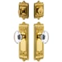 Grandeur Windsor Solid Brass Single Cylinder Keyed Entry Knobset and Deadbolt Combo Pack with Provence Crystal Knob and 2-3/8" Backset Lifetime Brass