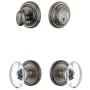 Grandeur Georgetown Solid Brass Single Cylinder Keyed Entry Knobset and Deadbolt Combo Pack with Provence Crystal Knob and 2-3/8" Backset Antique Pewter