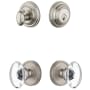 Grandeur Georgetown Solid Brass Single Cylinder Keyed Entry Knobset and Deadbolt Combo Pack with Provence Crystal Knob and 2-3/8" Backset Satin Nickel