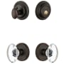 Grandeur Georgetown Solid Brass Single Cylinder Keyed Entry Knobset and Deadbolt Combo Pack with Provence Crystal Knob and 2-3/8" Backset Timeless Bronze