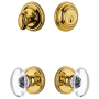 Grandeur Georgetown Solid Brass Single Cylinder Keyed Entry Knobset and Deadbolt Combo Pack with Provence Crystal Knob and 2-3/8" Backset Lifetime Brass