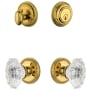 Grandeur Newport Solid Brass Single Cylinder Keyed Entry Knobset and Deadbolt Combo Pack with Biarritz Crystal Knob and 2-3/8" Backset Lifetime Brass