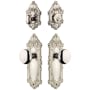 Grandeur Grande Victorian Solid Brass Single Cylinder Keyed Entry Knobset and Deadbolt Combo Pack with Fifth Avenue Knob and 2-3/8" Backset Polished Nickel
