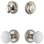 Grandeur Newport Solid Brass Single Cylinder Keyed Entry Knobset and Deadbolt Combo Pack with Hyde Park Knob and 2-3/8" Backset Polished Nickel