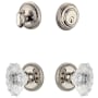 Grandeur Newport Solid Brass Single Cylinder Keyed Entry Knobset and Deadbolt Combo Pack with Biarritz Crystal Knob and 2-3/8" Backset Polished Nickel
