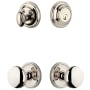 Grandeur Georgetown Solid Brass Single Cylinder Keyed Entry Knobset and Deadbolt Combo Pack with Fifth Avenue Knob and 2-3/8" Backset Polished Nickel