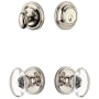 Grandeur Georgetown Solid Brass Single Cylinder Keyed Entry Knobset and Deadbolt Combo Pack with Provence Crystal Knob and 2-3/8" Backset Polished Nickel