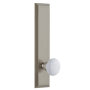 Grandeur Fifth Avenue Solid Brass Tall Plate Passage Door Knob Set with Hyde Park Knob and 2-3/8" Backset Satin Nickel