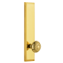 Grandeur Fifth Avenue Solid Brass Tall Plate Passage Door Knob Set with Windsor Knob and 2-3/8" Backset Polished Brass