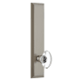 Grandeur Fifth Avenue Solid Brass Tall Plate Passage Door Knob Set with Provence Crystal Knob and 2-3/8" Backset Satin Nickel