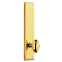 Grandeur Fifth Avenue Solid Brass Tall Plate Right Handed Privacy Door Knob Set with Eden Prairie Knob and 2-3/8" Backset Polished Brass