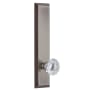 Grandeur Fifth Avenue Solid Brass Tall Plate Right Handed Privacy Door Knob Set with Fontainebleau Crystal Knob and 2-3/8" Backset Antique Pewter