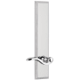 Grandeur Carre Solid Brass Tall Plate Rose Right Handed Passage Door Lever Set with Scroll Lever Handle and 2-3/8" Backset Bright Chrome