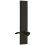 Grandeur Carre Solid Brass Tall Plate Rose Right Handed Passage Door Lever Set with Scroll Lever Handle and 2-3/8" Backset Timeless Bronze