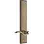 Grandeur Carre Solid Brass Tall Plate Rose Right Handed Passage Door Lever Set with Scroll Lever Handle and 2-3/8" Backset Vintage Brass