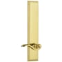 Grandeur Carre Solid Brass Tall Plate Rose Right Handed Passage Door Lever Set with Scroll Lever Handle and 2-3/8" Backset Lifetime Brass