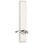 Grandeur Carre Solid Brass Tall Plate Rose Right Handed Passage Door Lever Set with Scroll Lever Handle and 2-3/8" Backset Polished Nickel