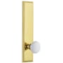 Grandeur Carre Solid Brass Tall Plate Rose Passage Door Knob Set with Hyde Park Knob and 2-3/8" Backset Lifetime Brass