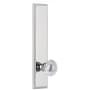 Grandeur Carre Solid Brass Tall Plate Rose Right Handed Privacy Door Knob Set with Fontainebleau Knob and 2-3/8" Backset Bright Chrome