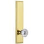 Grandeur Carre Solid Brass Tall Plate Rose Right Handed Privacy Door Knob Set with Fontainebleau Knob and 2-3/8" Backset Polished Brass