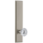 Grandeur Carre Solid Brass Tall Plate Rose Right Handed Privacy Door Knob Set with Fontainebleau Knob and 2-3/8" Backset Satin Nickel