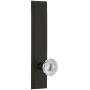 Grandeur Carre Solid Brass Tall Plate Rose Right Handed Privacy Door Knob Set with Fontainebleau Knob and 2-3/8" Backset Timeless Bronze