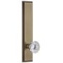 Grandeur Carre Solid Brass Tall Plate Rose Right Handed Privacy Door Knob Set with Fontainebleau Knob and 2-3/8" Backset Vintage Brass