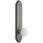 Grandeur Arc Solid Brass Tall Plate Rose Passage Door Knob Set with Hyde Park Knob and 2-3/8" Backset Antique Pewter